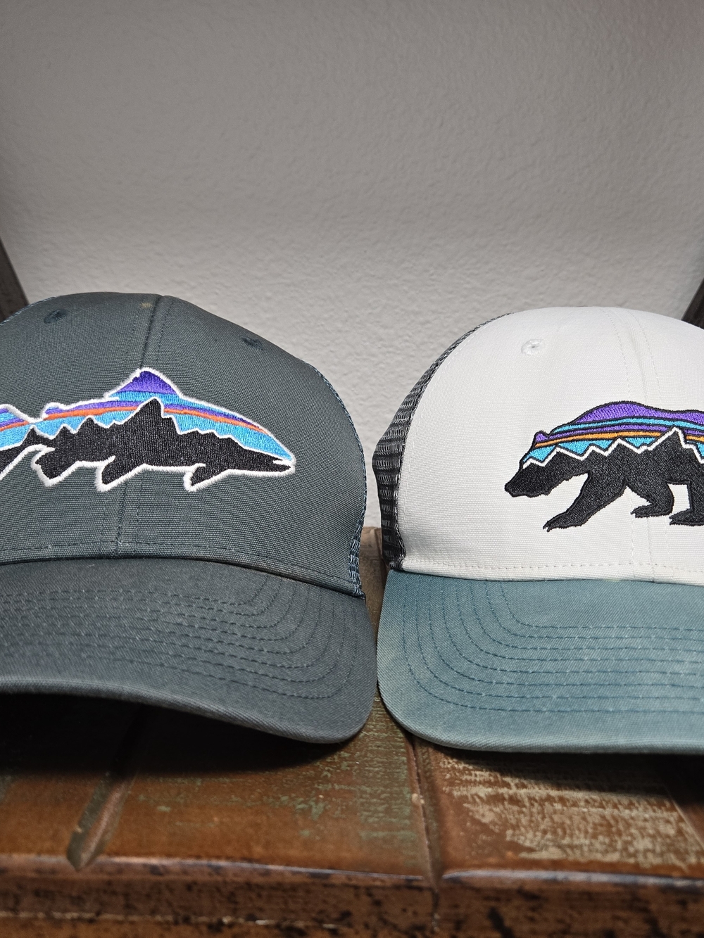 Patagonia Two-Pack Trout & Bear Patch Caps - Teal and White/Teal